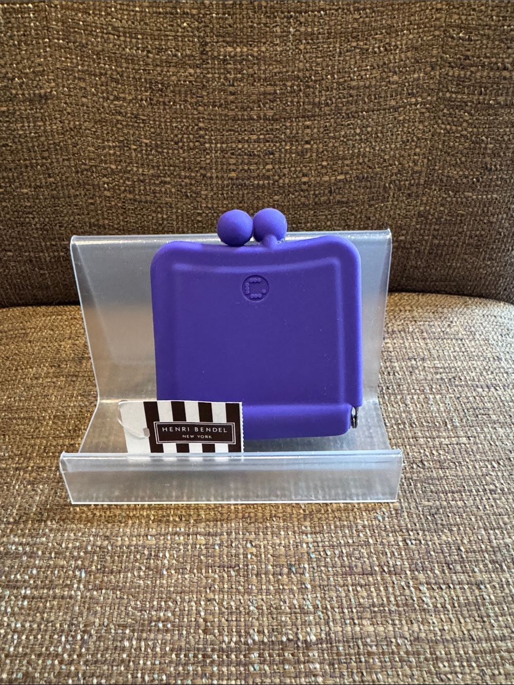 Henri Bendel purple kisslock purse compact mirror NWT